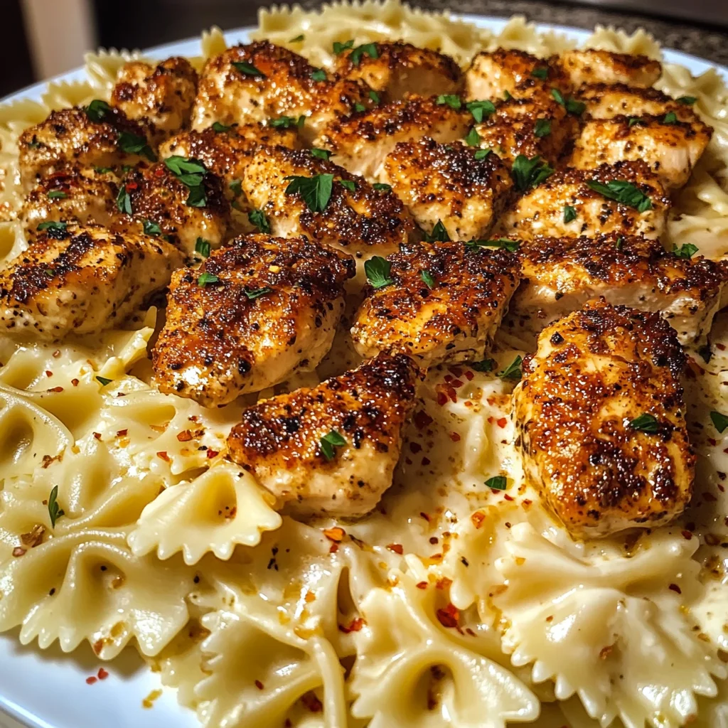 Creamy Cajun Garlic Chicken Bowtie Pasta