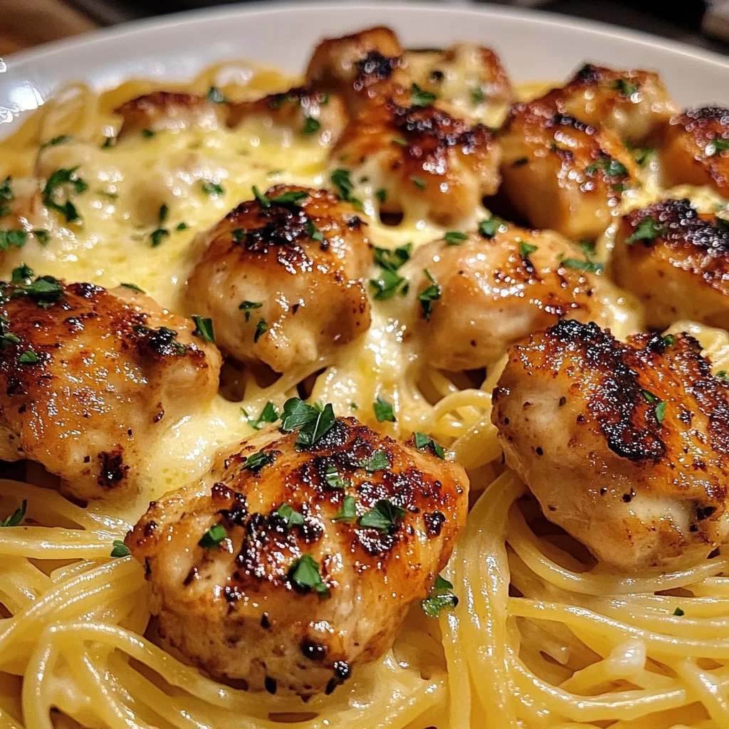 Creamy Garlic Butter Chicken with Parmesan Spaghetti