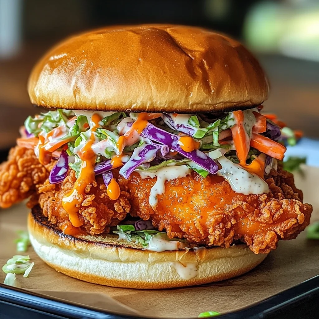 Crispy Buffalo Chicken Sandwich with Ranch Slaw