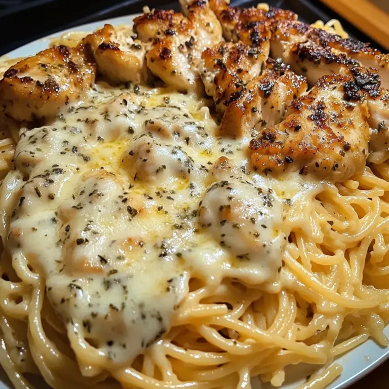 Garlic Butter Chicken Spaghetti with Cheesy Mozzarella Alfredo Cream