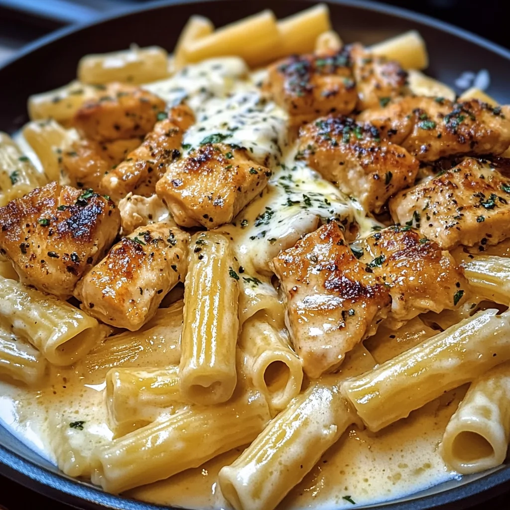 Garlic Parmesan Chicken Rigatoni Alfredo