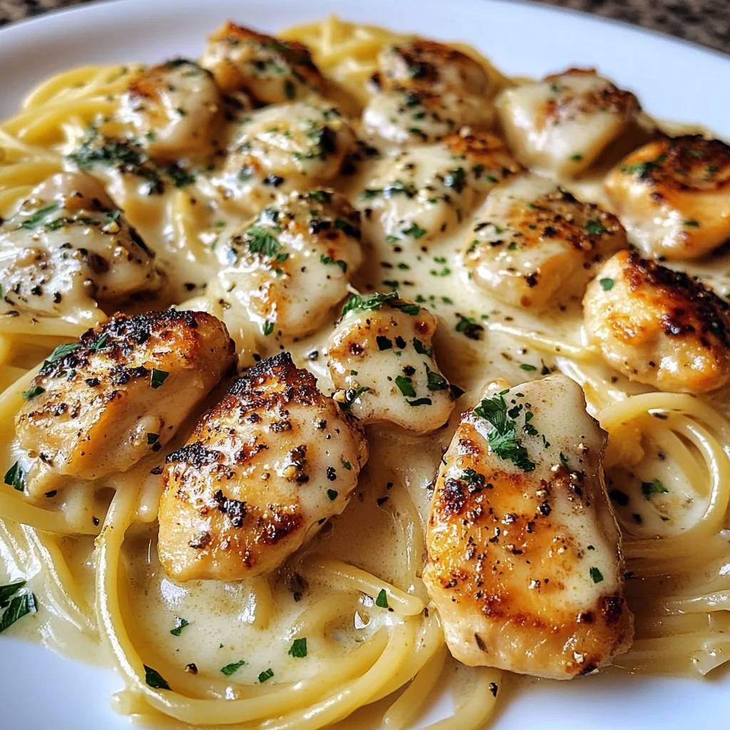Garlic Parmesan Chicken Spaghetti with Cheesy Mozzarella Sauce