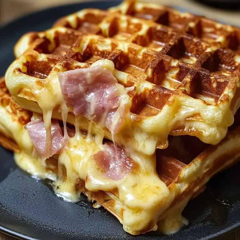 Gaufres croustillantes au jambon et au fromage