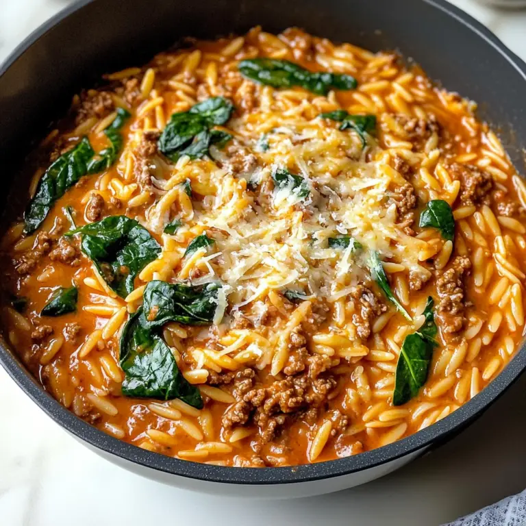 Hearty Ground Beef Orzo with Tomato Cream Sauce