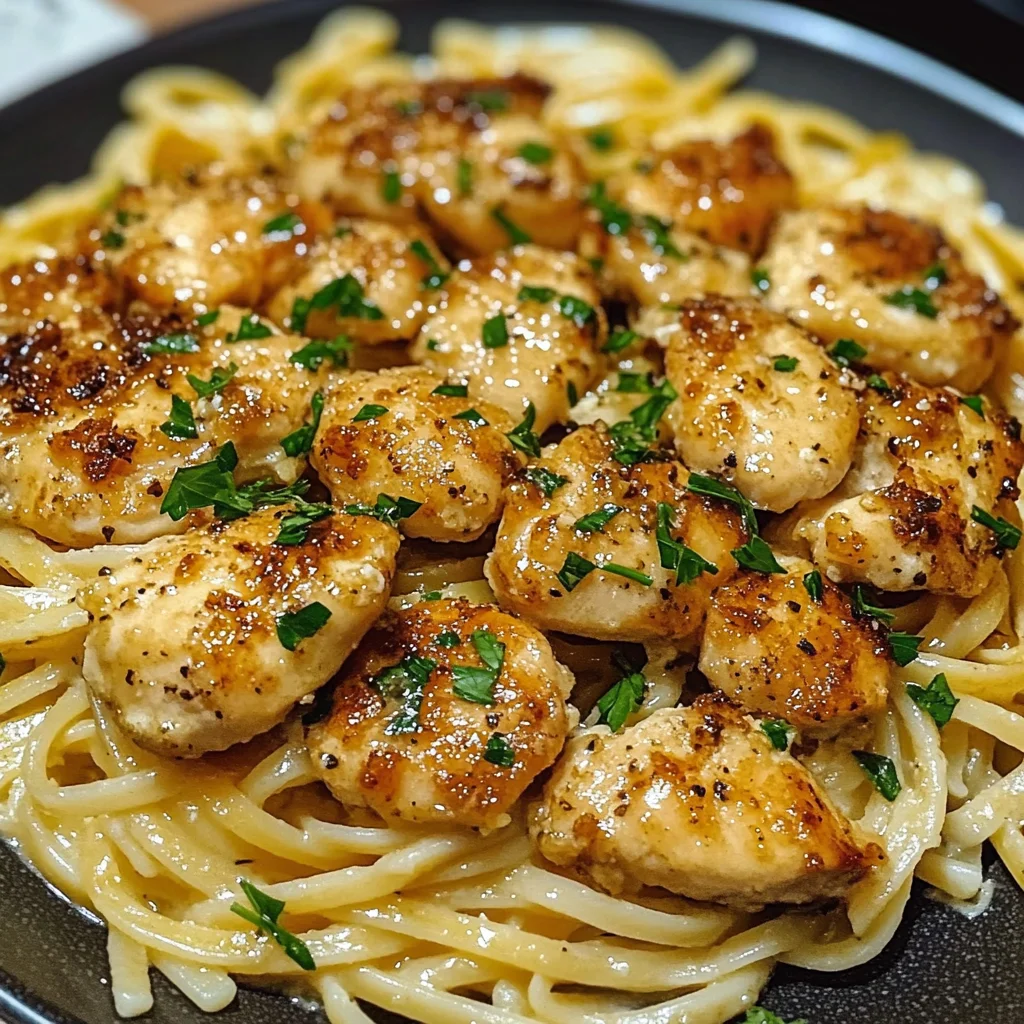 Lemon Garlic Butter Chicken with Parmesan Linguine