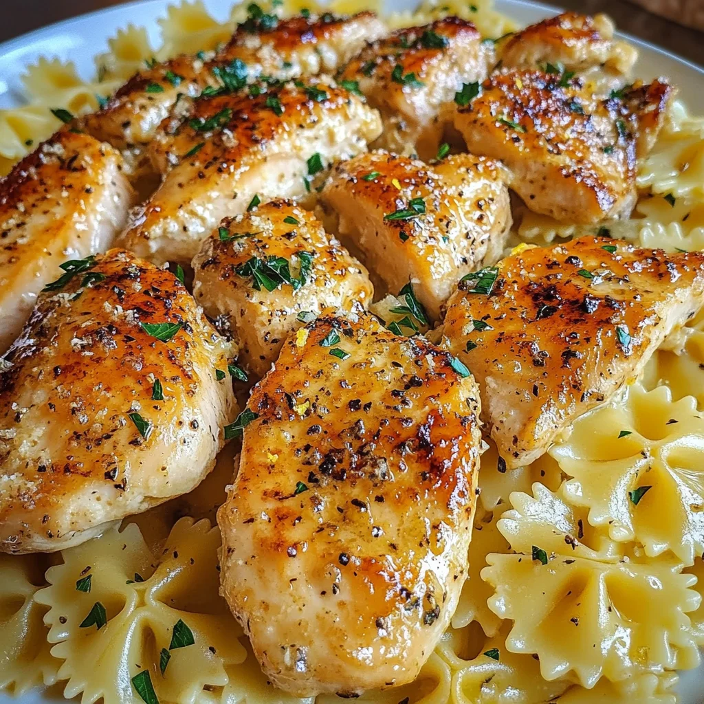 Lemon Garlic Chicken Bowtie Pasta with Creamy Sauce