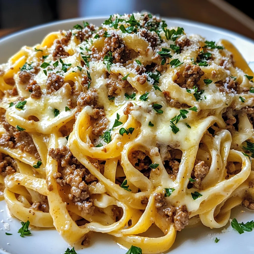 Spicy Garlic Beef Fettuccine with Creamy Provolone Sauce
