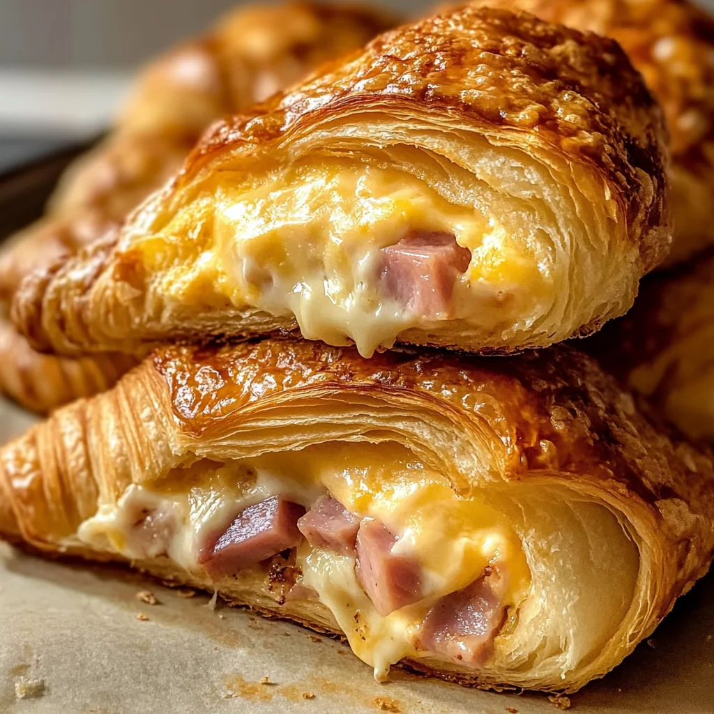 Baked chicken ham and Cheese Croissants Easy Breakfast Bake Recipe!