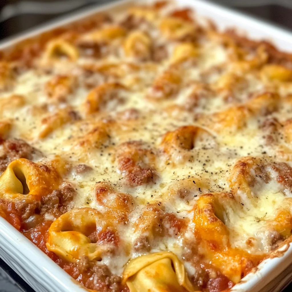 Cheesy Baked Tortellini Casserole With Meat Sauce