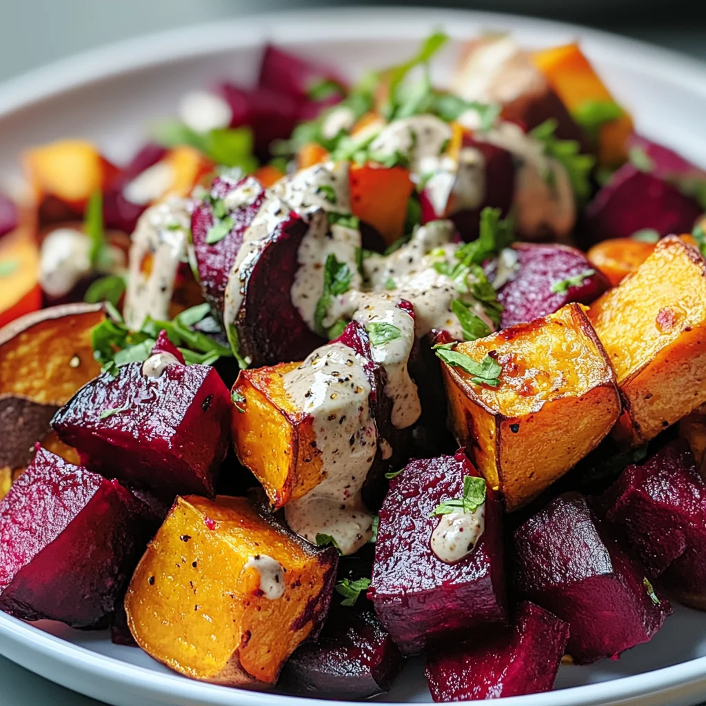 Creamy Roasted Beet Salad with Sweet Potato