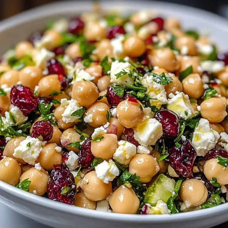 Feta and Cranberry Chickpea Salad with Lemon Vinaigrette