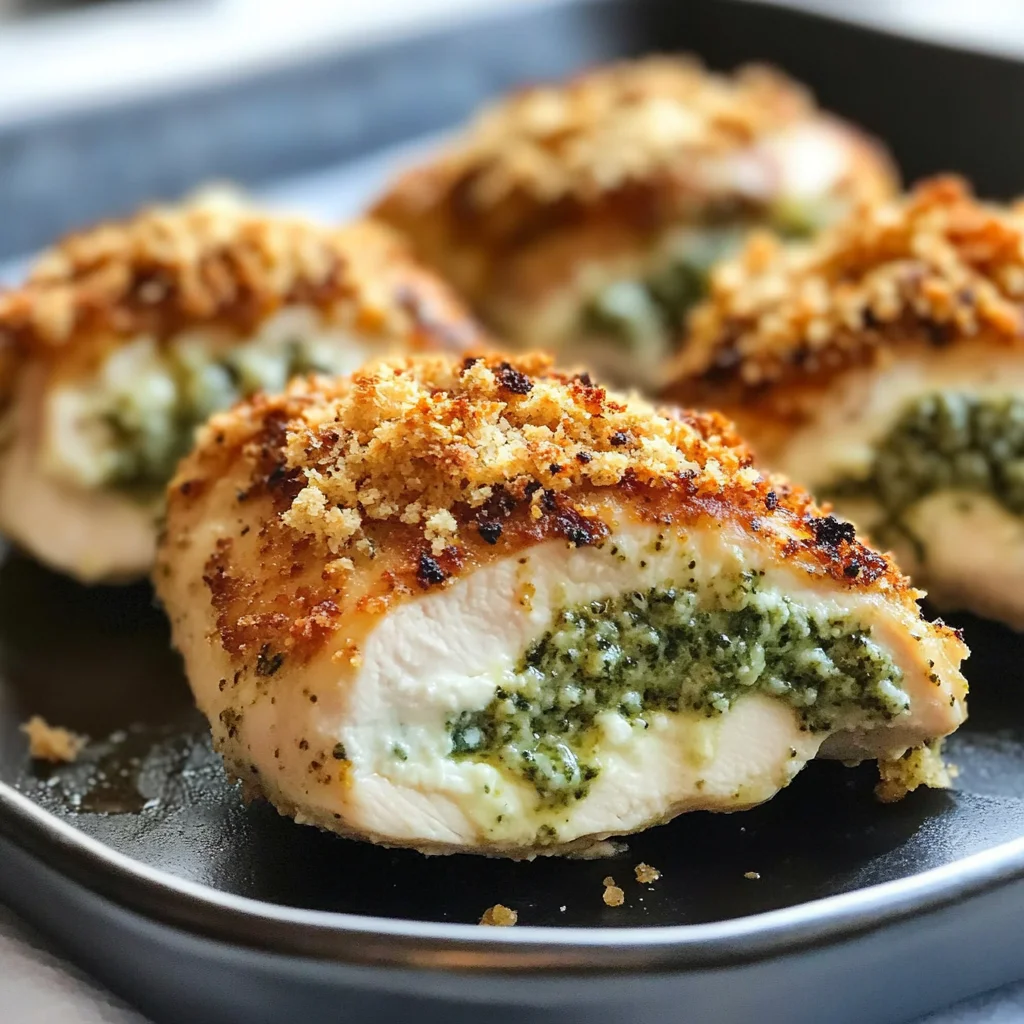 Healthy Pesto Stuffed Chicken Breast