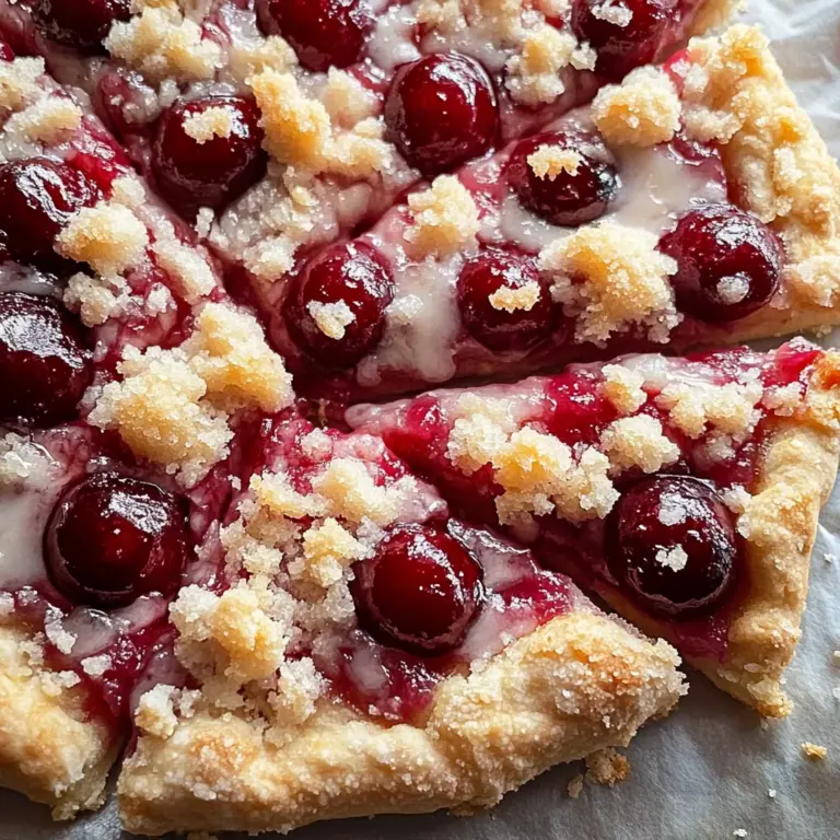 Cherry Dessert Pizza with Cherry Pie Filling and Crumble Topping Recipe