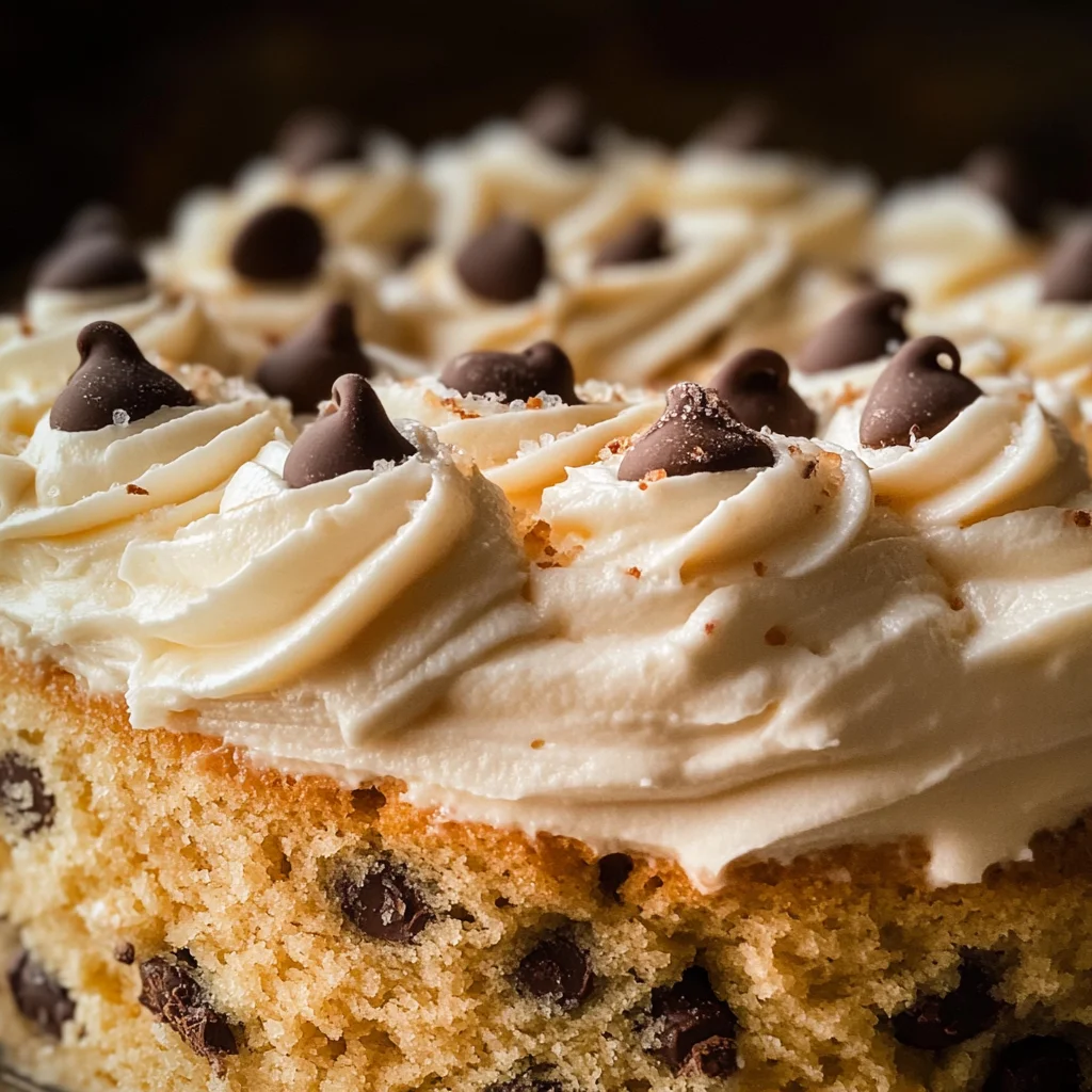 Chocolate Chip Cookie Cake Recipe with Buttercream Frosting