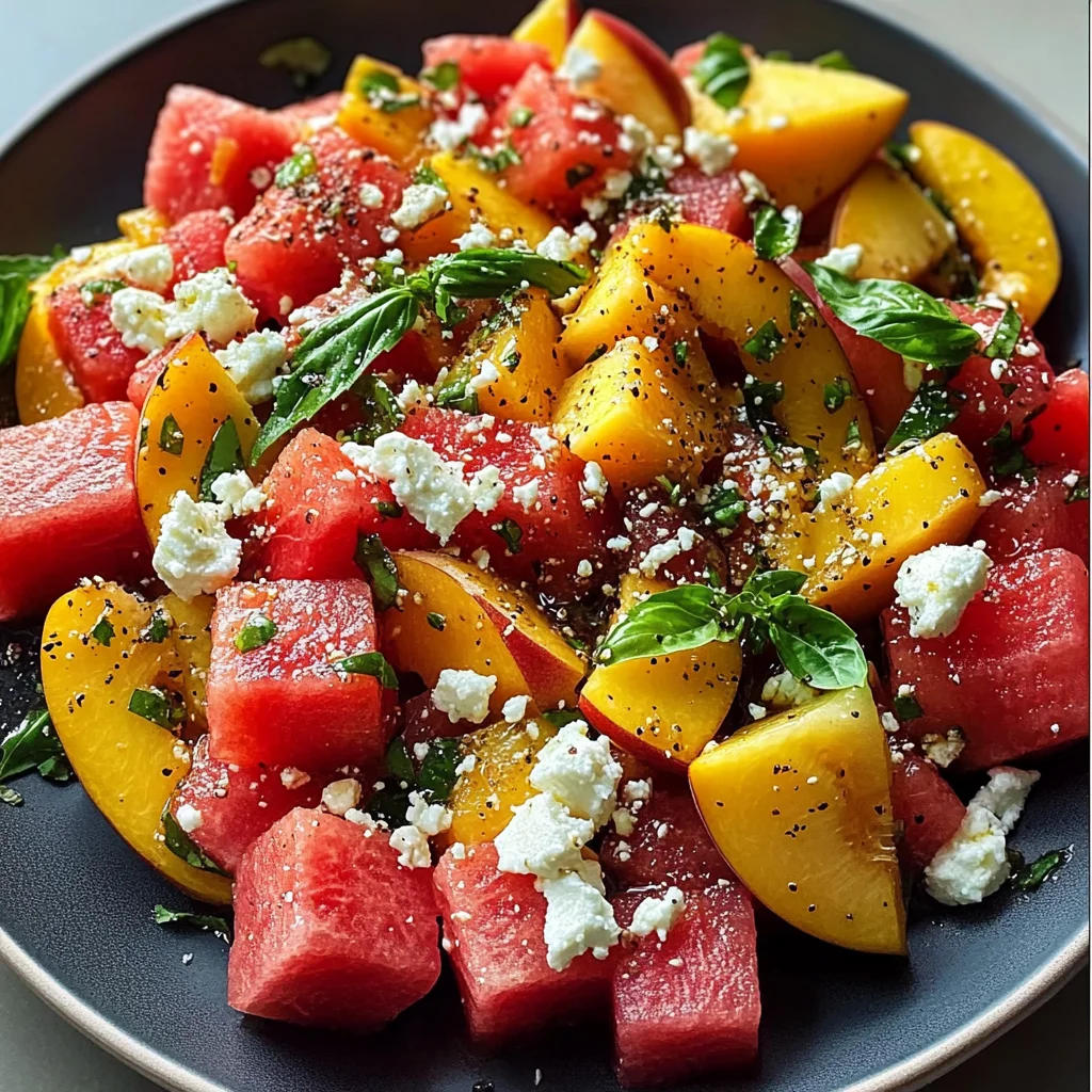 Refreshing and Juicy Watermelon Peach Salad for Hot Summer Days