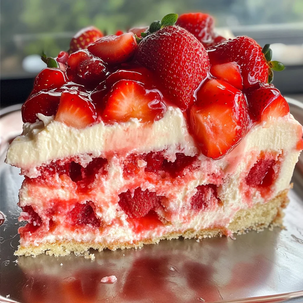 Strawberry Cheesecake Poke Cake